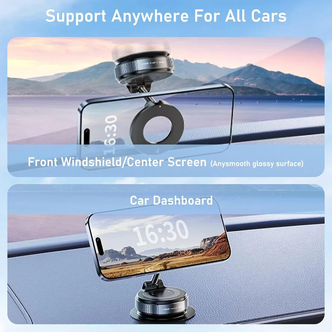 Magnetic + Vacuum Suction Phone Mount