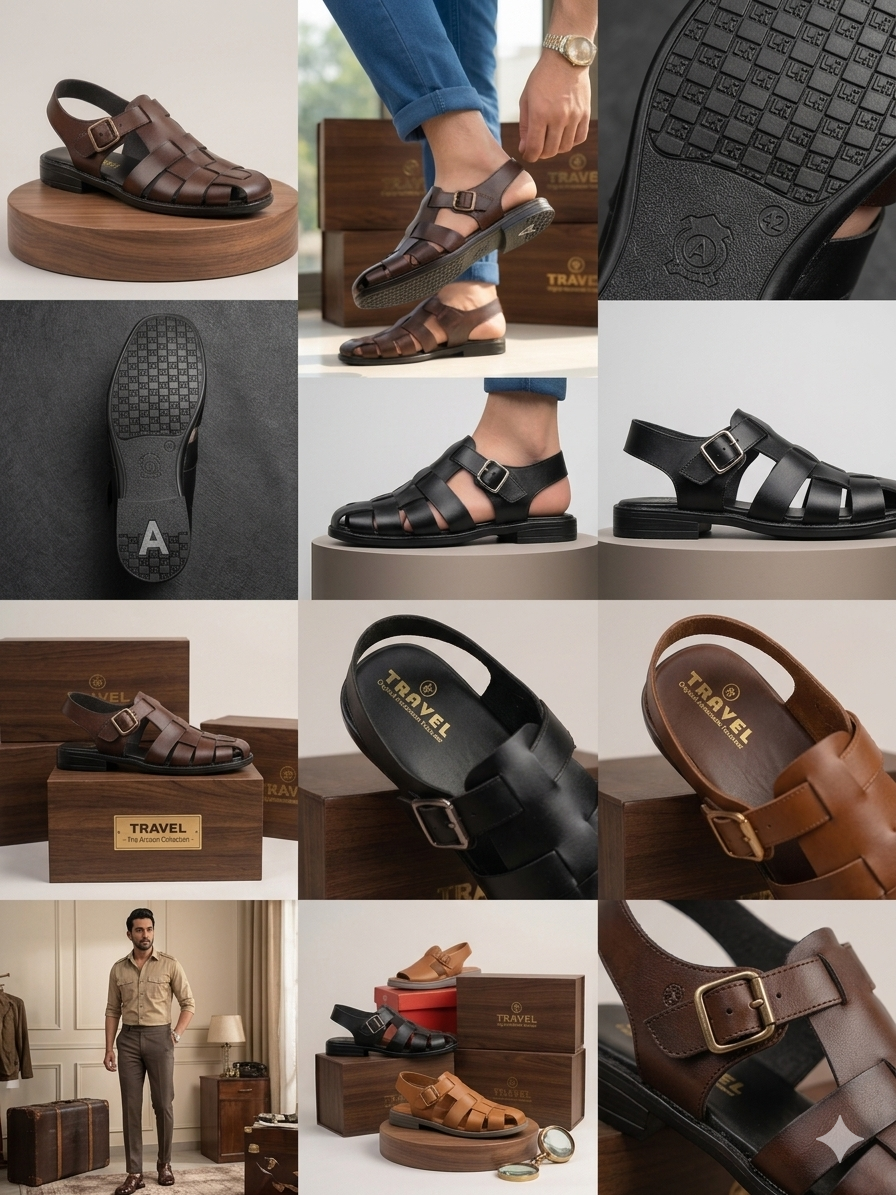 Men’s Premium Roman Leather Sandals – 6 Unique Styles & Colors Available