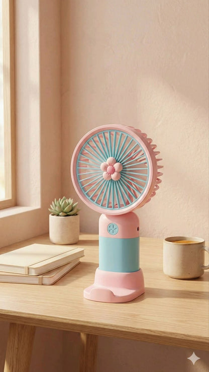 Mini Fan Rechargeable /Hanheld Desktop USB Fan Electric Portable Mini Desk Fan for Kids - Rechargeable USB Battery - Handheld Fan with Adjustable Speed - Versatile Usage Mobile holder