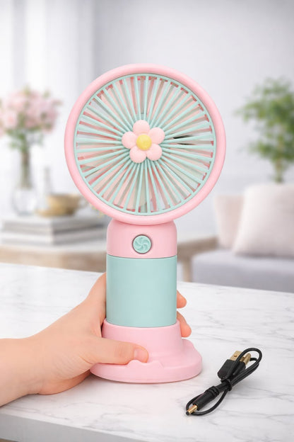Mini Fan Rechargeable /Hanheld Desktop USB Fan Electric Portable Mini Desk Fan for Kids - Rechargeable USB Battery - Handheld Fan with Adjustable Speed - Versatile Usage Mobile holder
