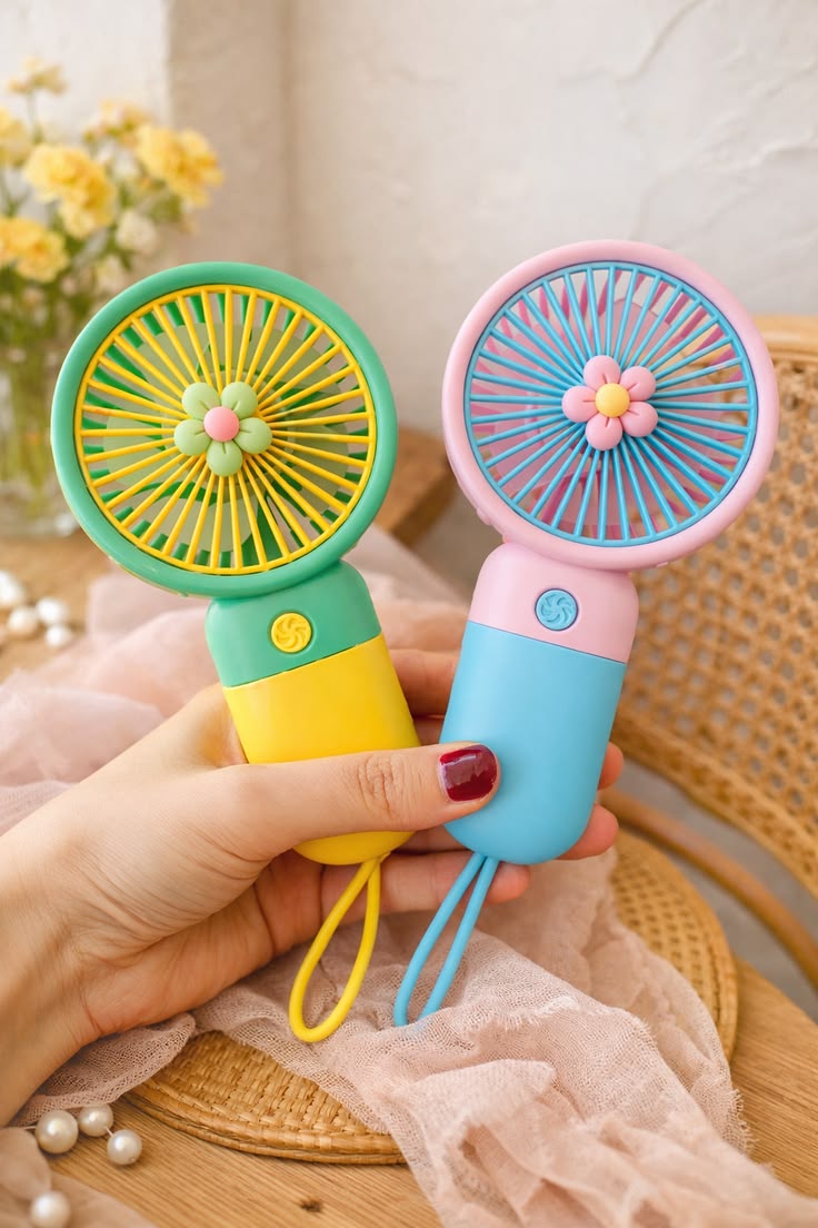 Mini Fan Rechargeable /Hanheld Desktop USB Fan Electric Portable Mini Desk Fan for Kids - Rechargeable USB Battery - Handheld Fan with Adjustable Speed - Versatile Usage Mobile holder